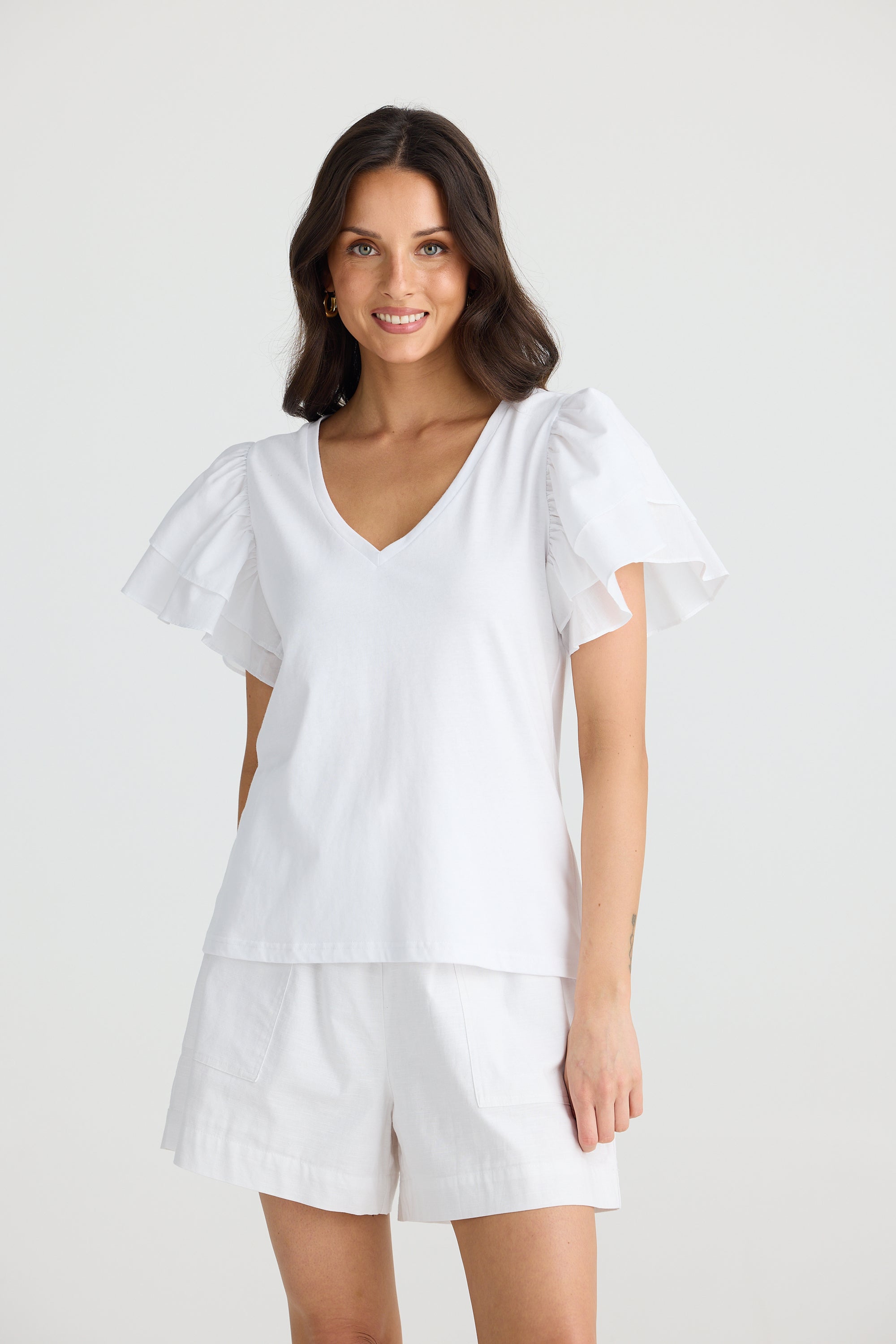 Gigi Vneck Tee - White