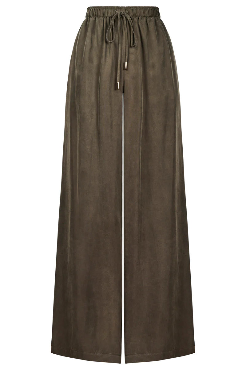 Calista Cupro Pant - Pampas Green