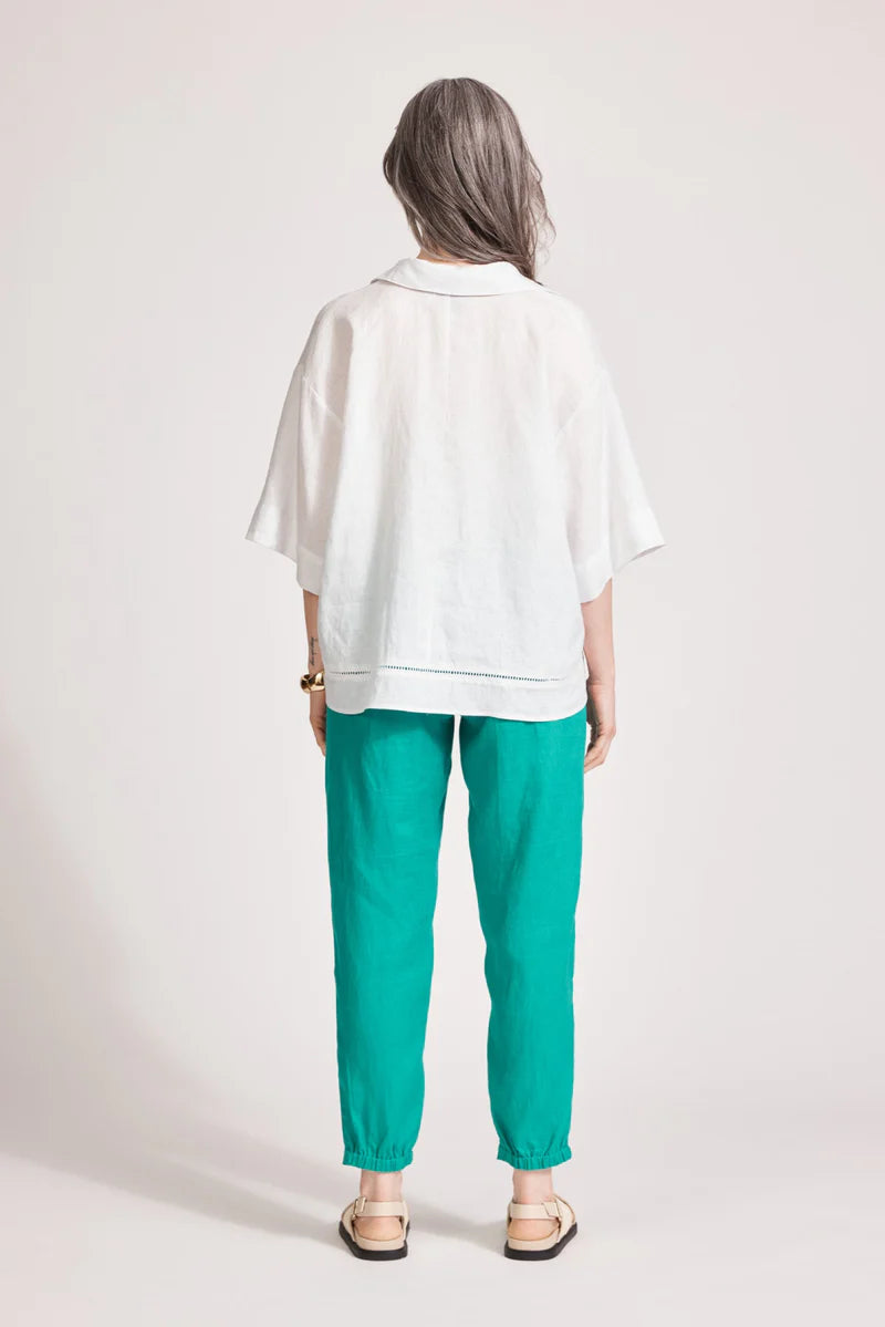 Miramar Collared Top - White Linen