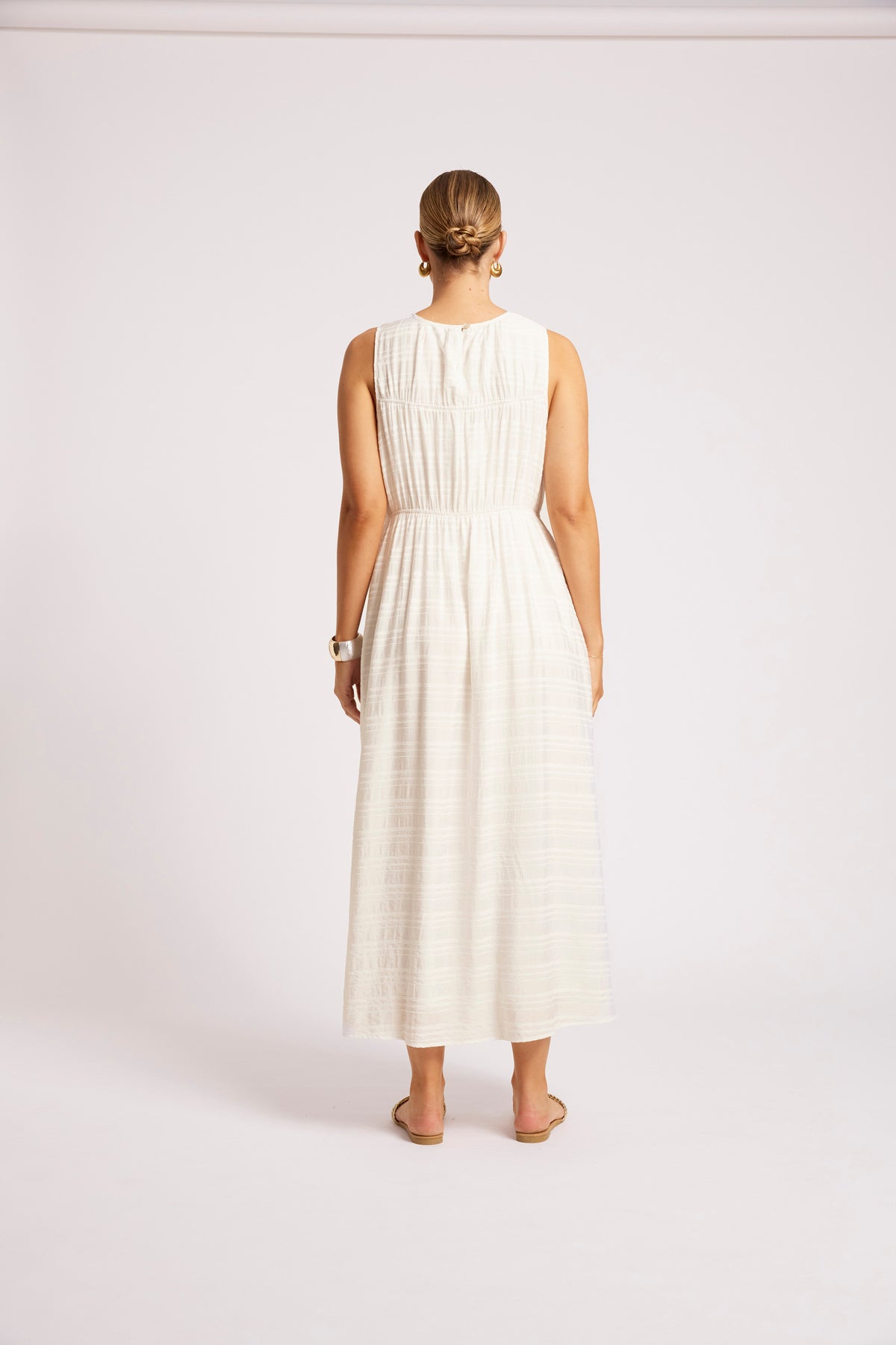 Sovana Ruched Maxi Dress - White