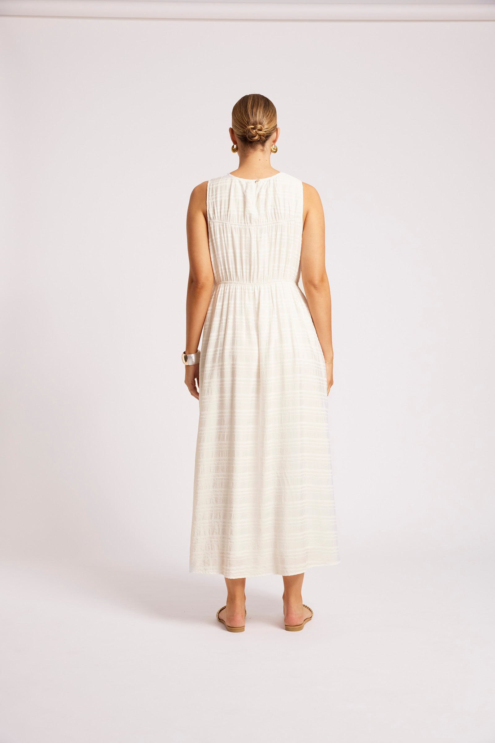 Sovana Ruched Maxi Dress - White