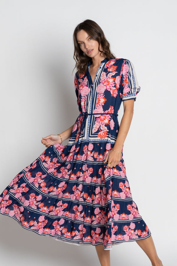 Lula Soul Ladera Navy and pink floral print maxi dress summer holiday resort dress 