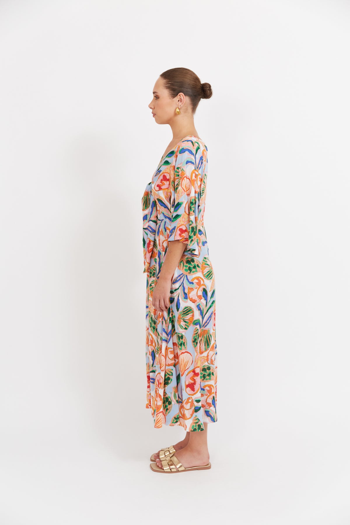 Baja Tie Midi Dress - Tide Print