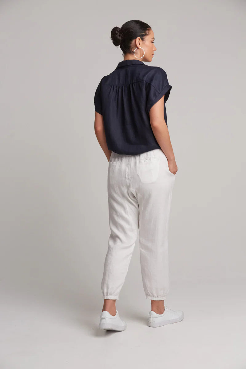 Eb&amp;Ive Studio Linen Tie Front Shirt  Top Navy