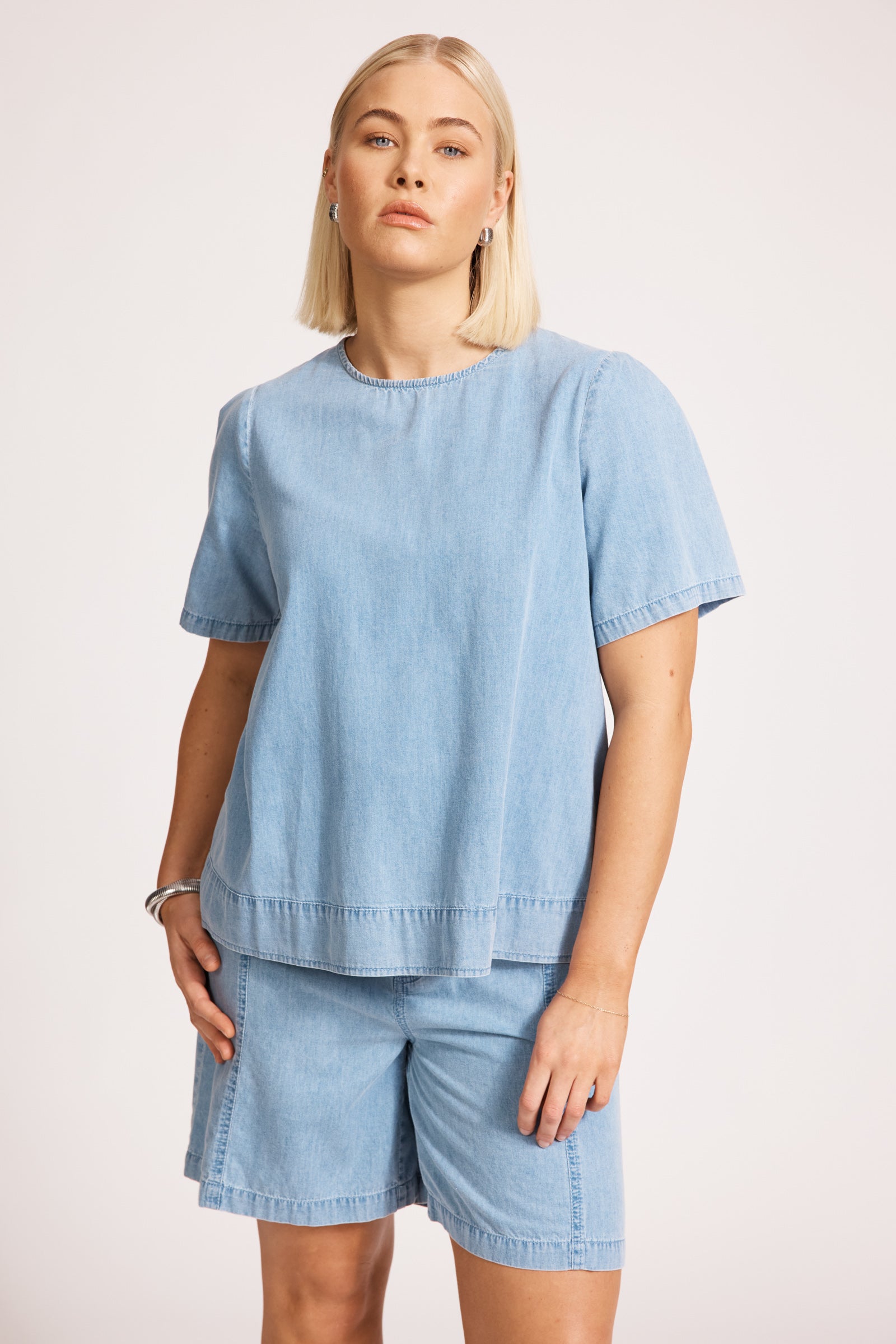 Melenia Denim Top - Light Denim