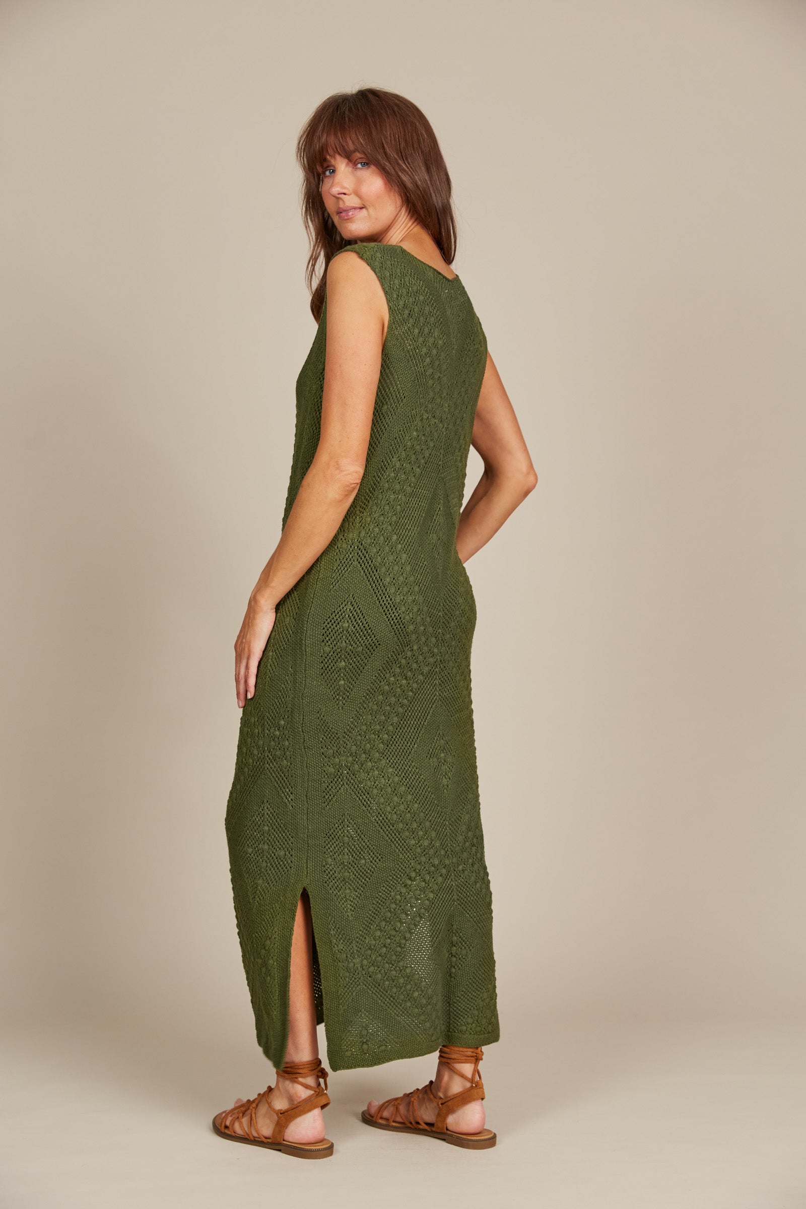 Sylvie Dress - Olive Crochet