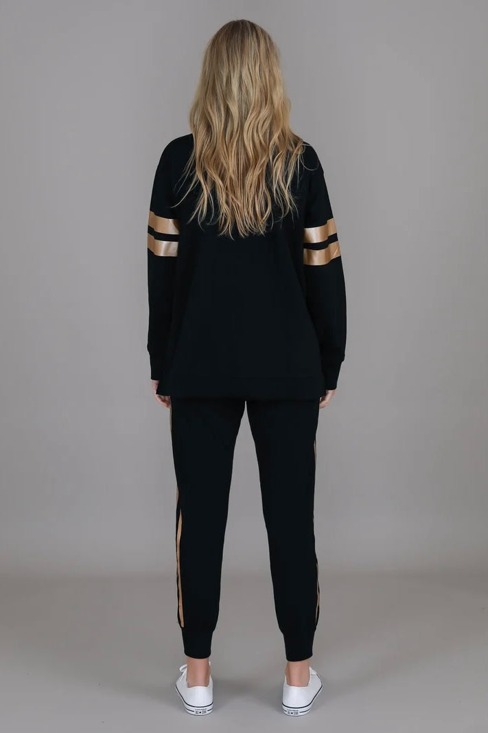Theresa Two-Stipe Sweatshirt - Black Gold