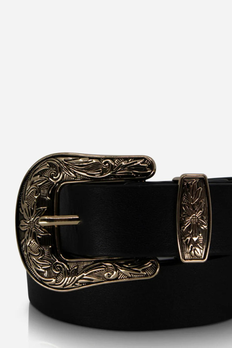 Western Belt Leather - Black Gold