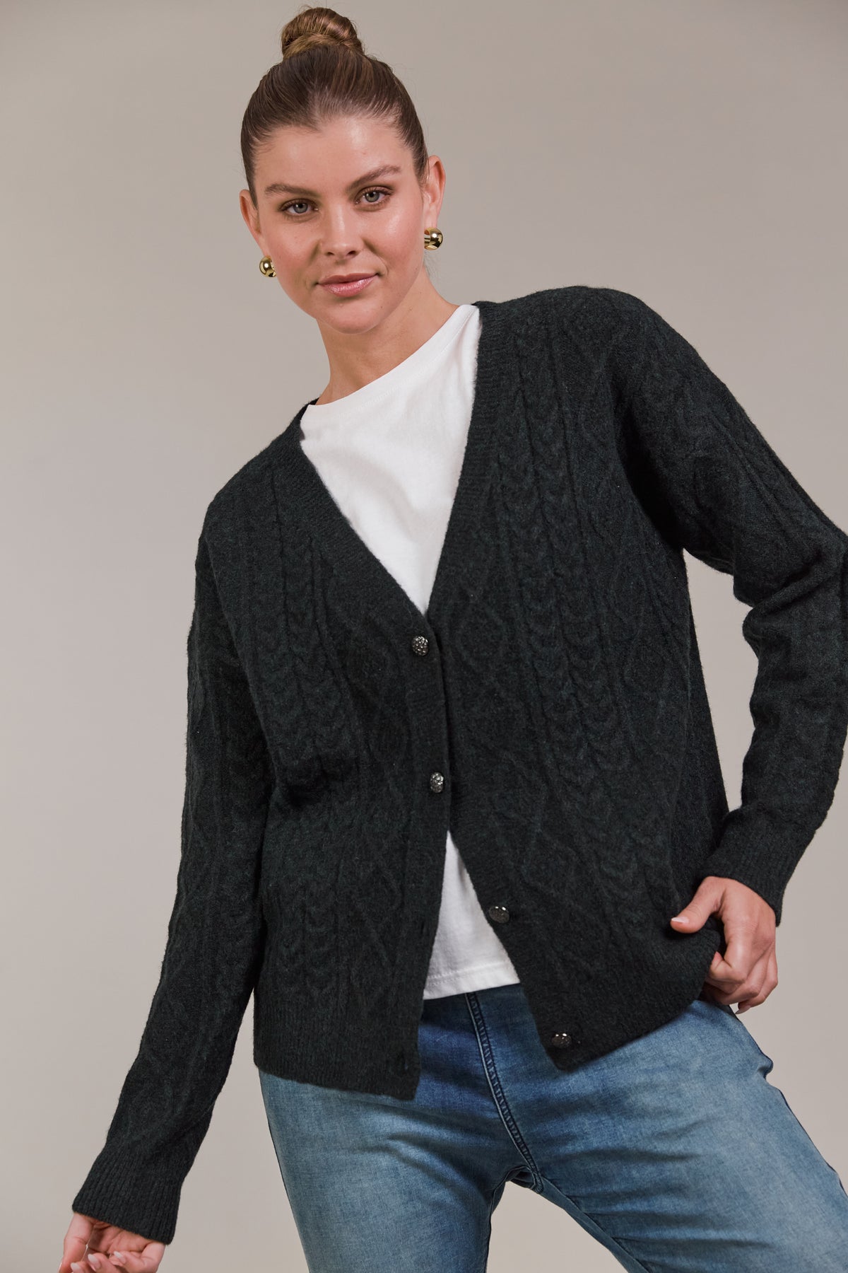 SALE - Merano Crop Cardigan - Charcoal