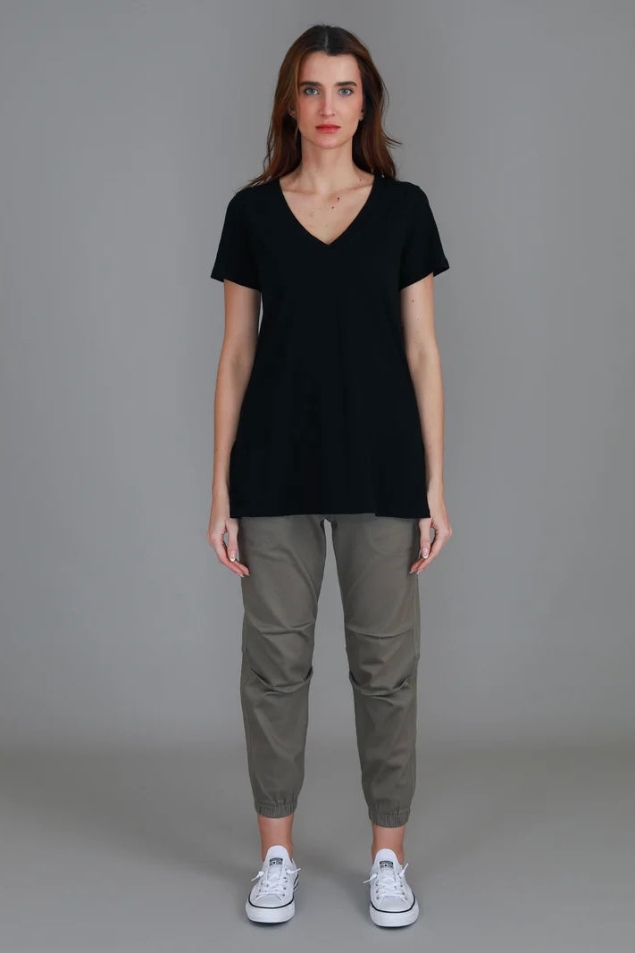 Frankie V Neck Tee - Black