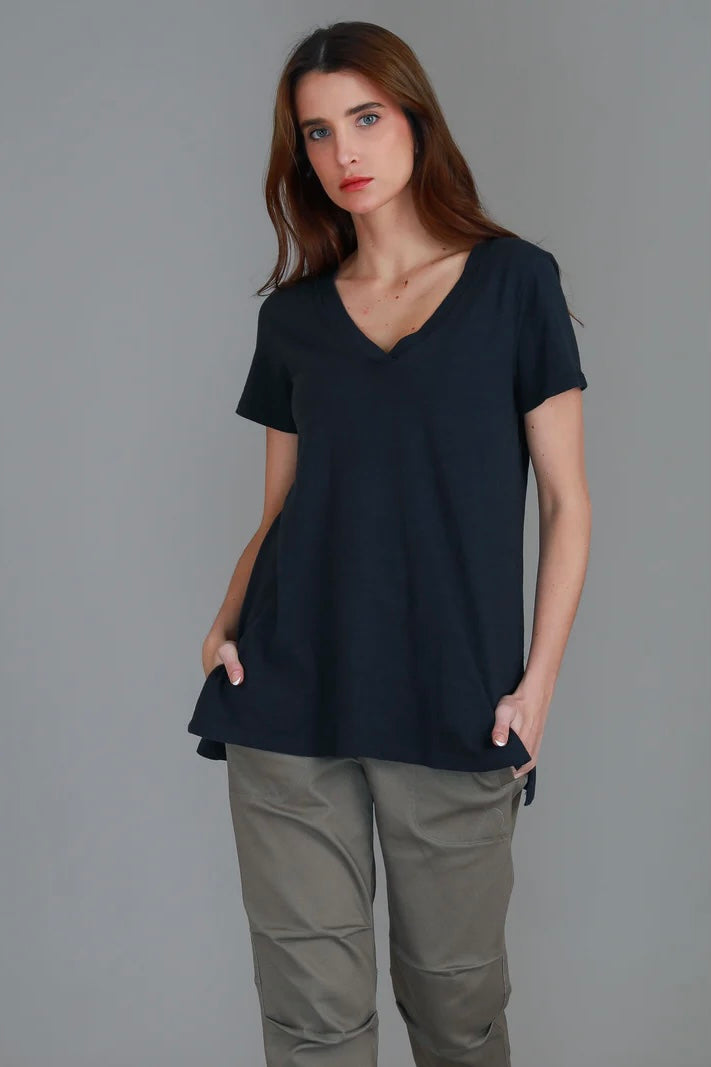 Frankie V Neck Tee - Ink