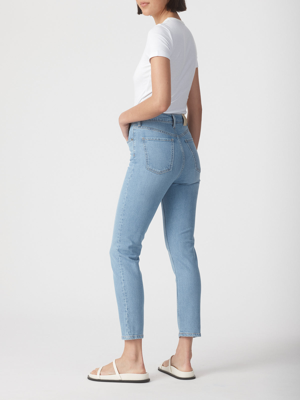 Nobody Denim Frankie Slim Jean - Eternity Blue Mid Blue Wash Slim Skinny women’s premium denim 90’s comfort fit eco-friendly sustainable cotton Australian High Rise 