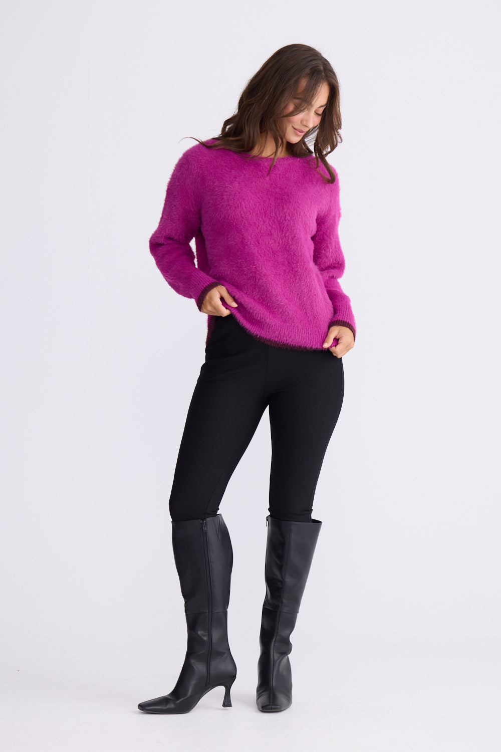 Orbit Knit - Hot Pink w/ Chocolate