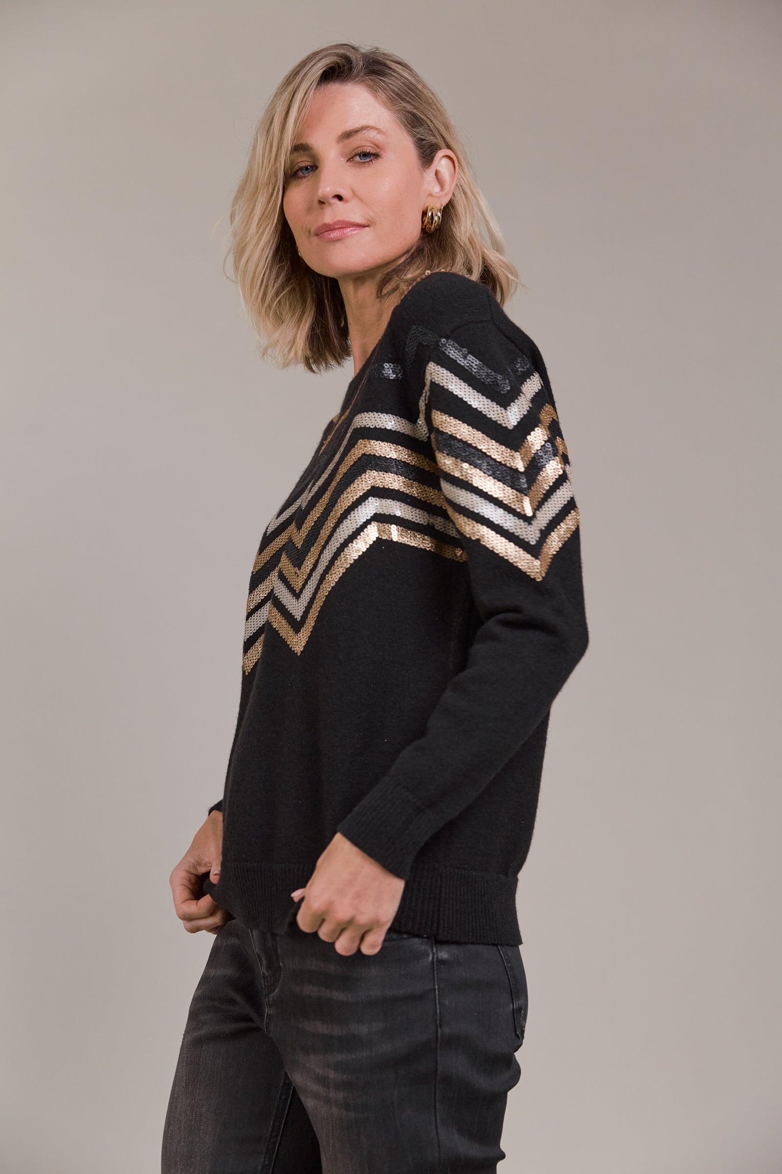 Santani Knit Jumper - Gold & Black