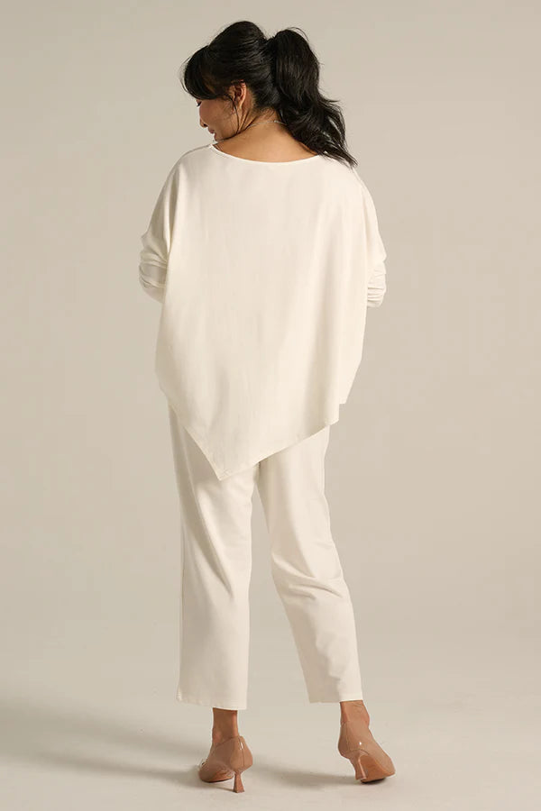 Terry Relaxed Boatneck Top - Soft White