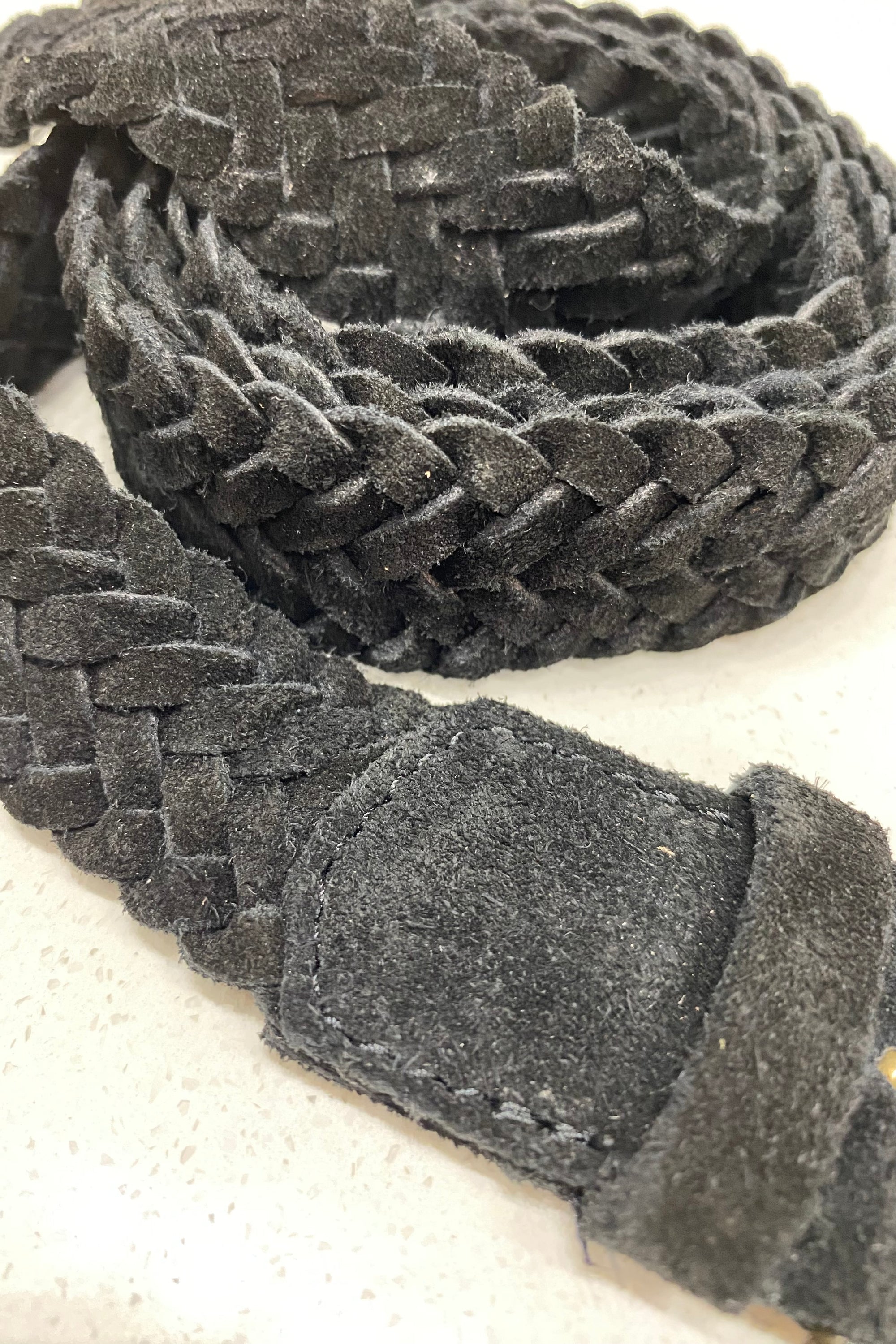 SALE - Cisco Plait Belt Leather - Black Suede
