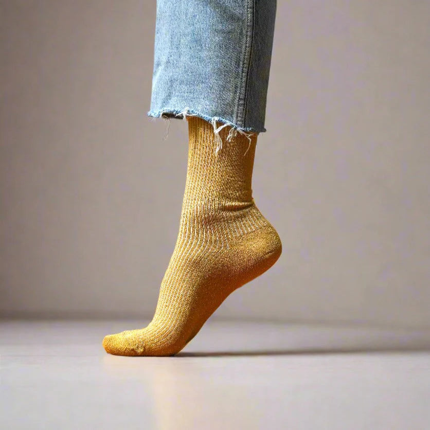 KLUE Glitter Lurex socks | Mustard
