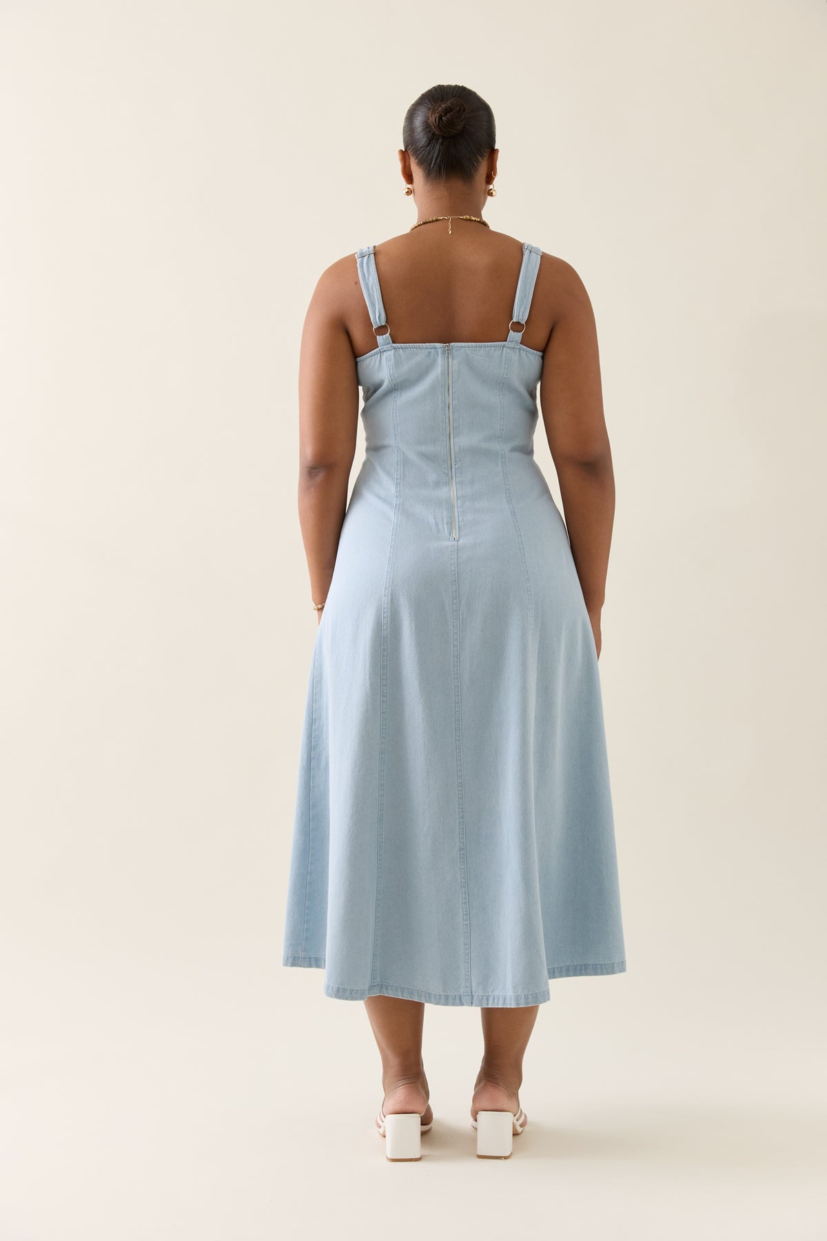 Isle of Mine Sofie Denim Tank Dress Light Sky blue Fit and Flare midi sun dress