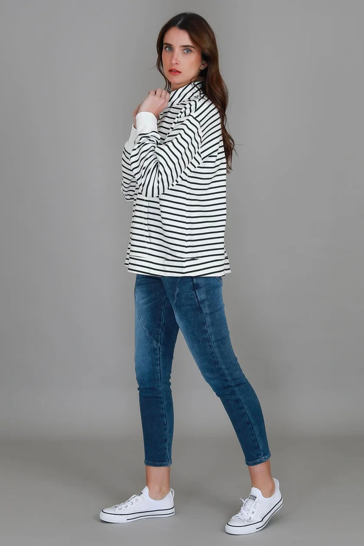 Gianna Half Zip Sweater - Stripe