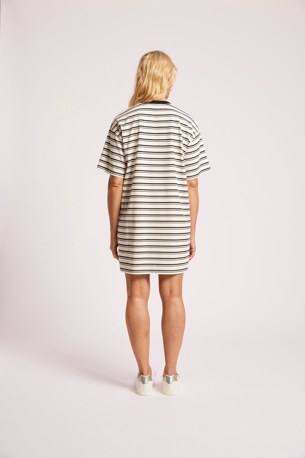 Paloma Striped T-Shirt Dress - Black White