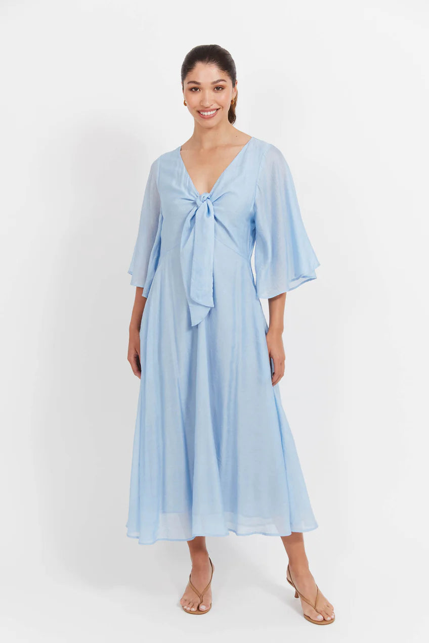 Baja Tie Midi Dress - Safina Blue