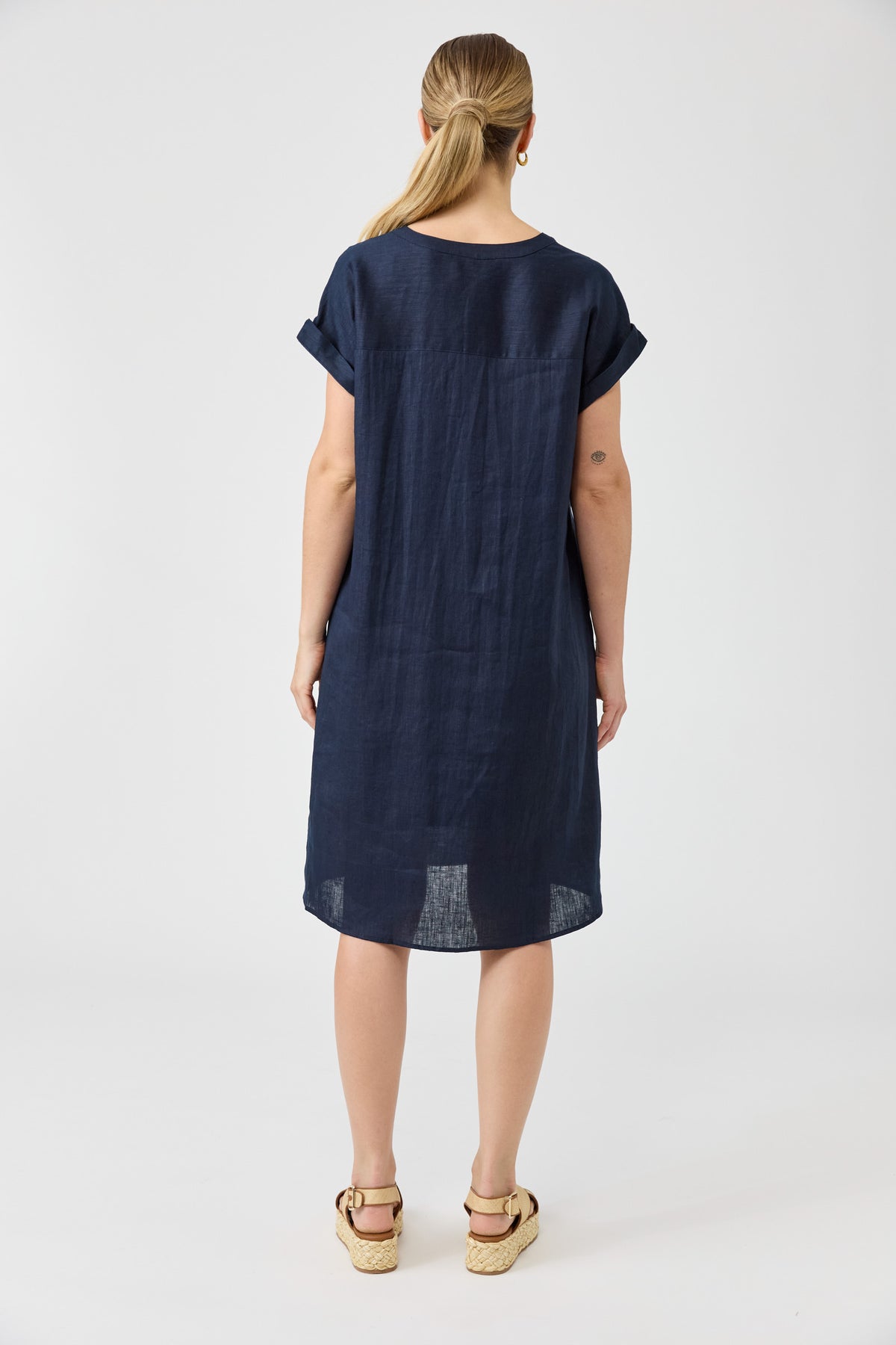 Studio Linen Dress - Navy