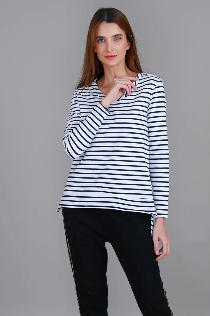 Strumpet Long Sleeve Tee - White  Stripe