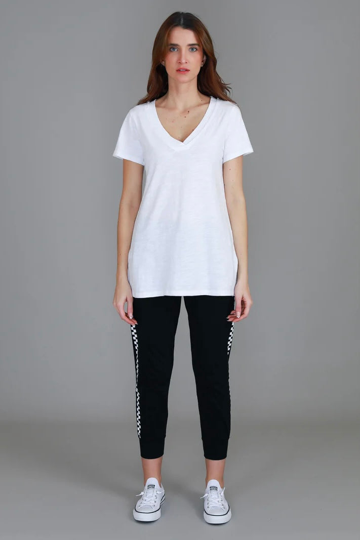 Frankie V Neck Tee - White