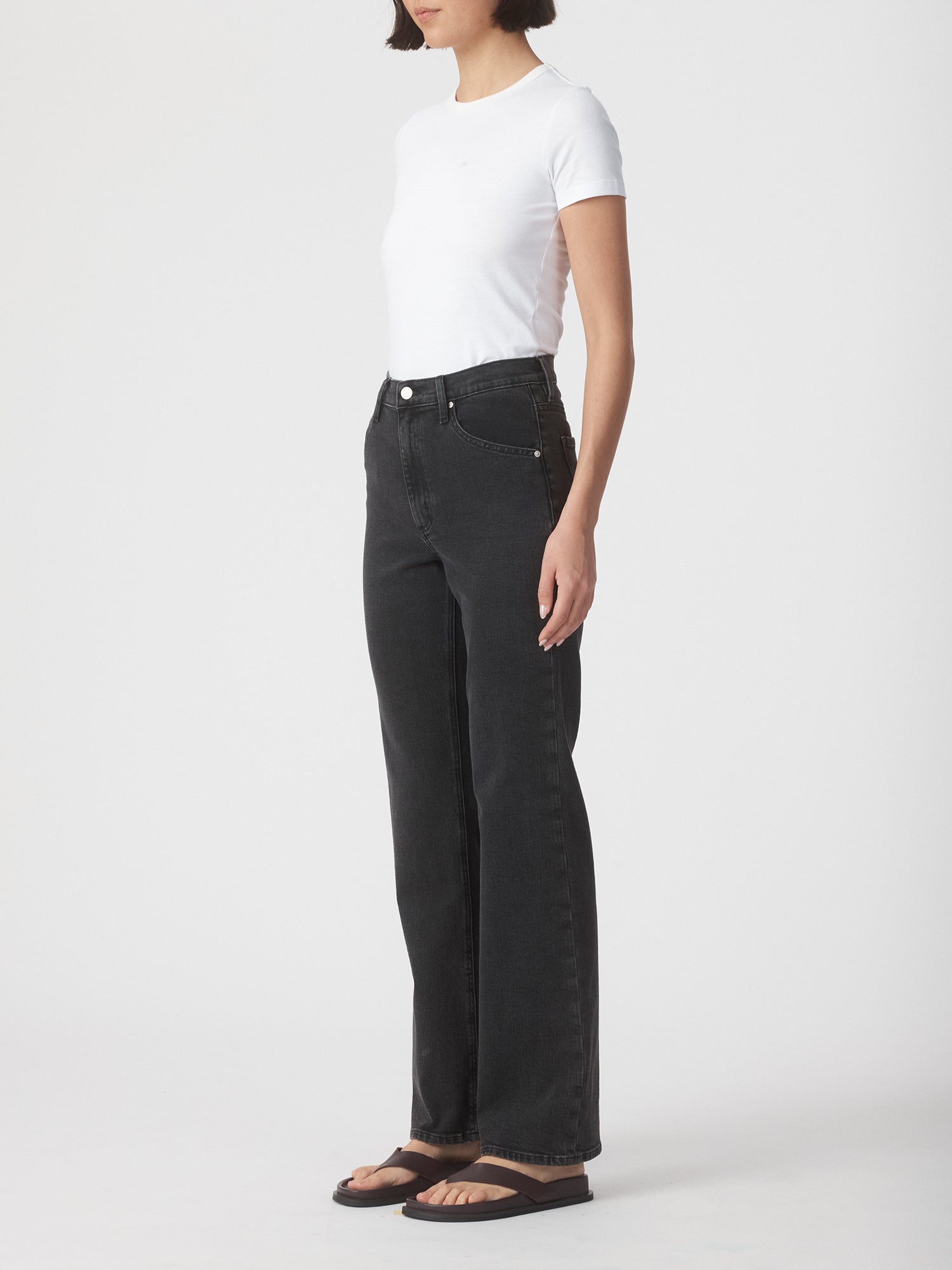 Nobody Denim Loretta boot leg Jean - shadow black wash women’s premium denim jeans comfort fit eco-friendly sustainable cotton Australian high rise wide  bootcut 