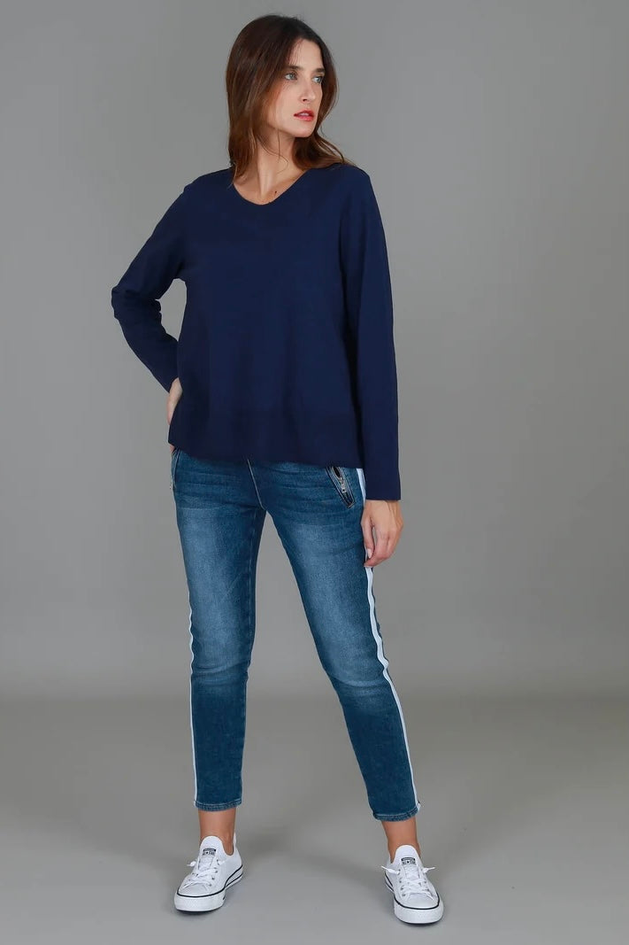Sonya Long Sleeve T Shirt - Navy