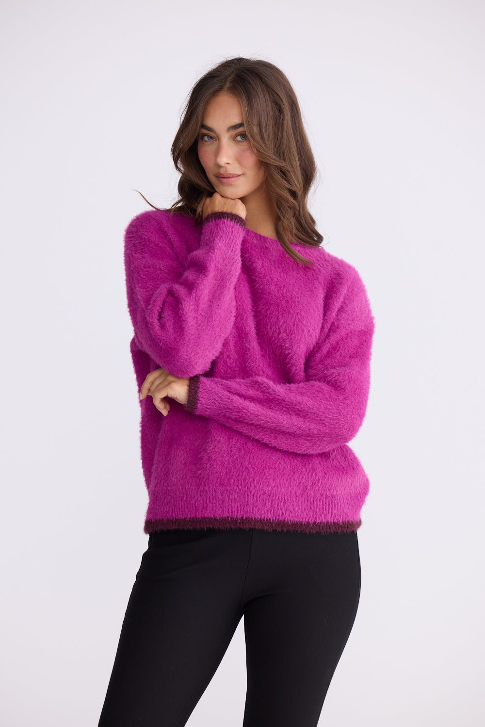 Orbit Knit - Hot Pink w/ Chocolate