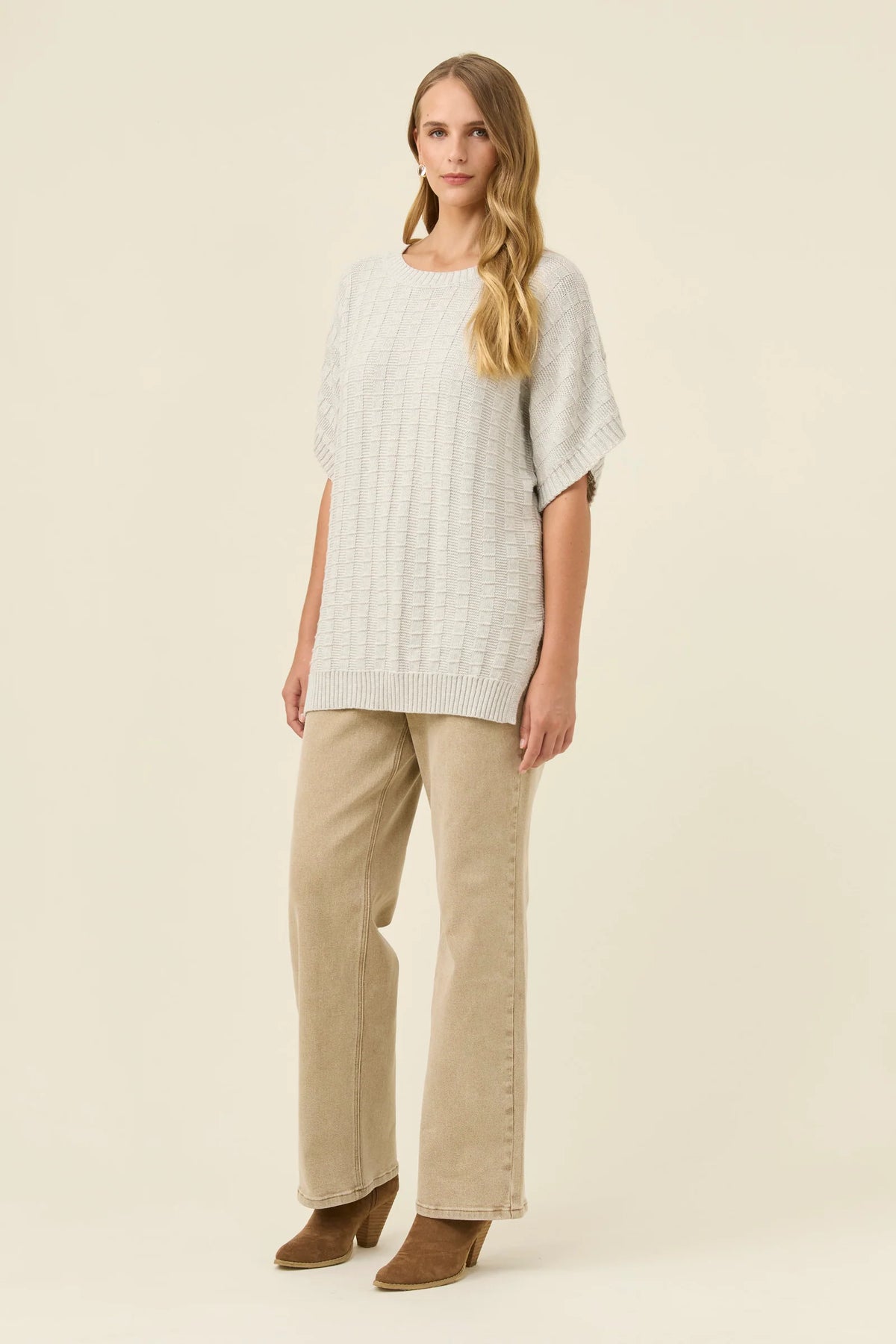 Sadie Knit Top - Stone Marle