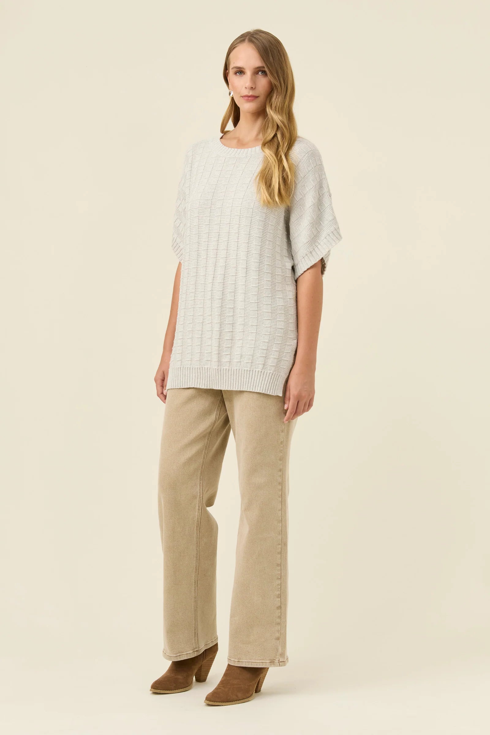 Sadie Knit Top - Stone Marle