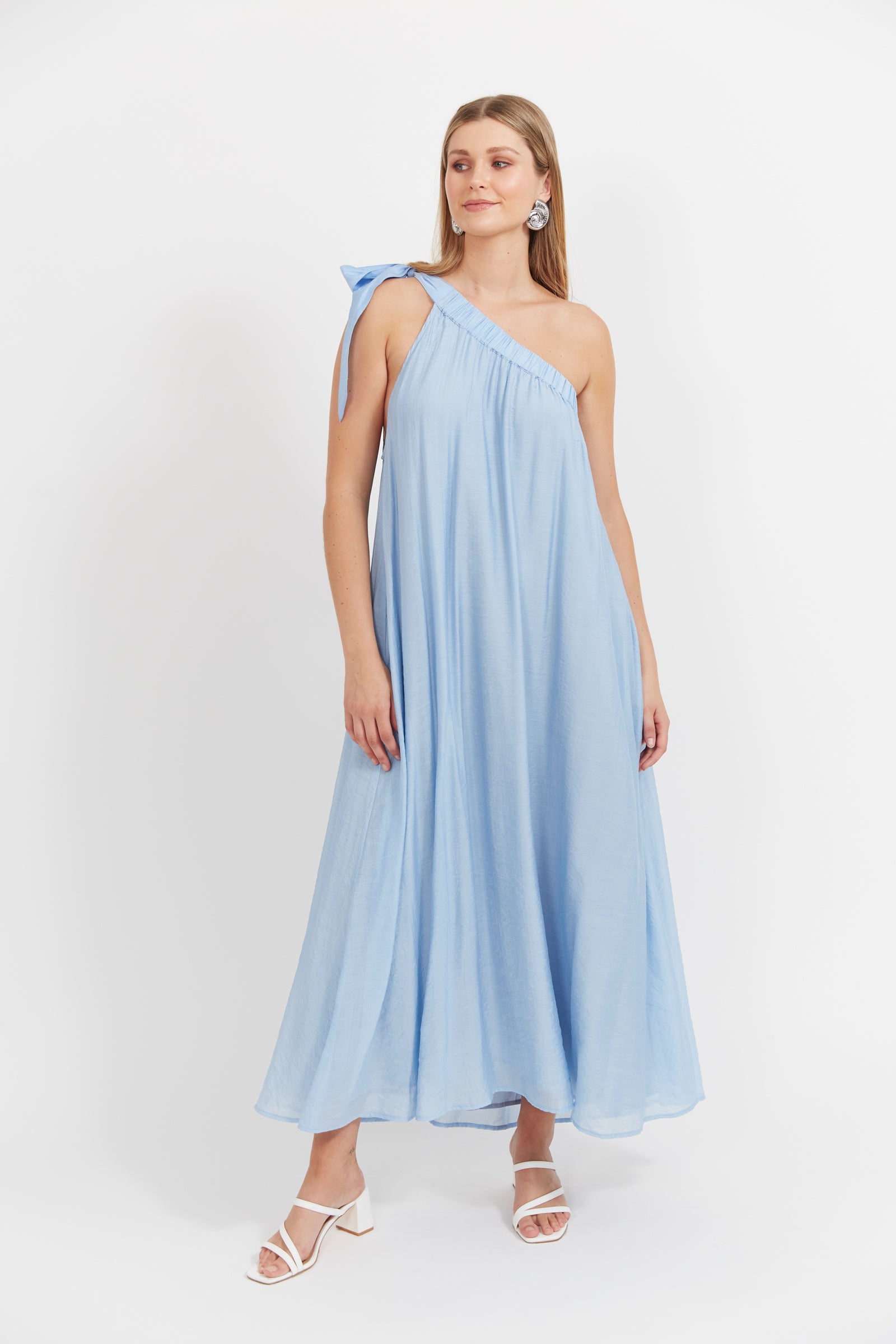 Baja One Shoulder Dress - Safira Blue