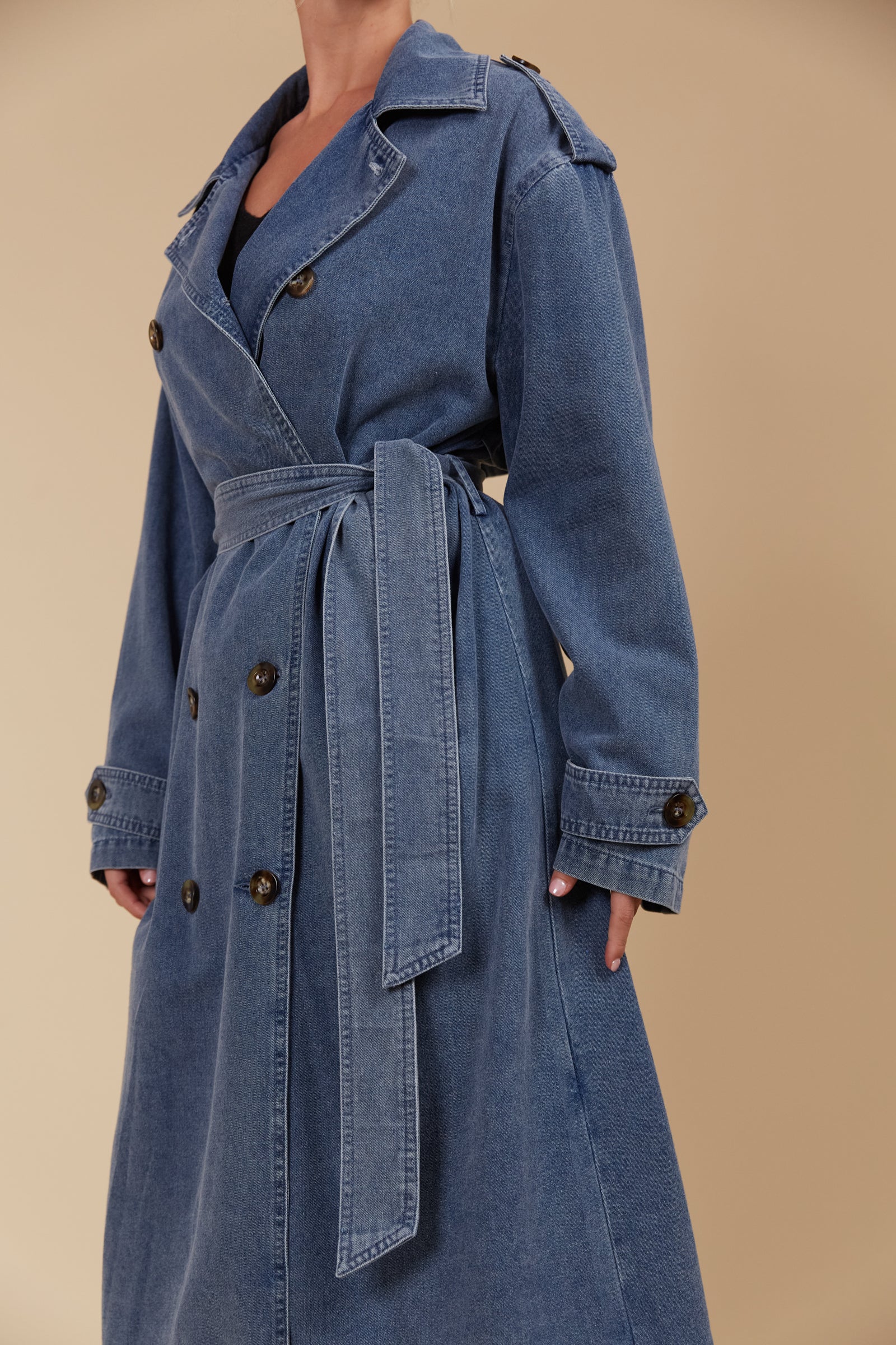 Isle of Mine Freya Trench Spring fashion vintage blue denim trench coat sale 
