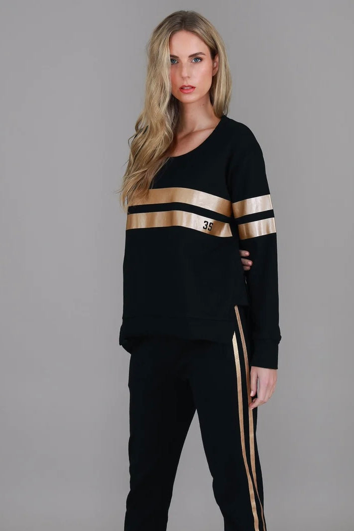Theresa Two-Stipe Sweatshirt - Black Gold