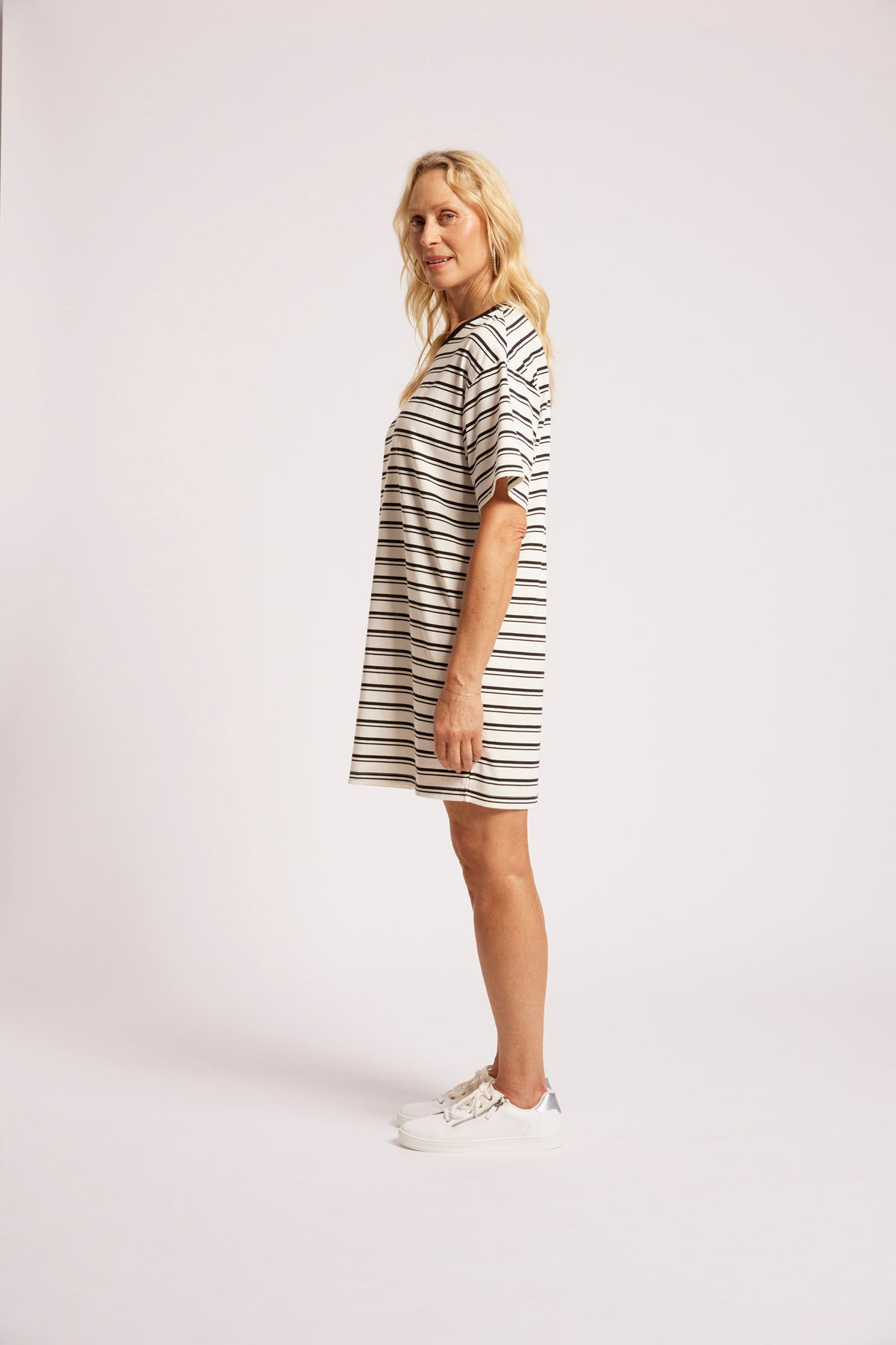 Paloma Striped T-Shirt Dress - Black White