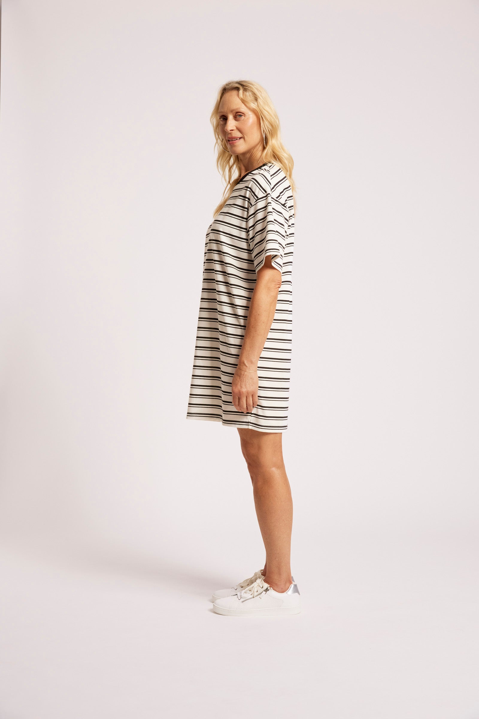 Paloma Striped T-Shirt Dress - Black White