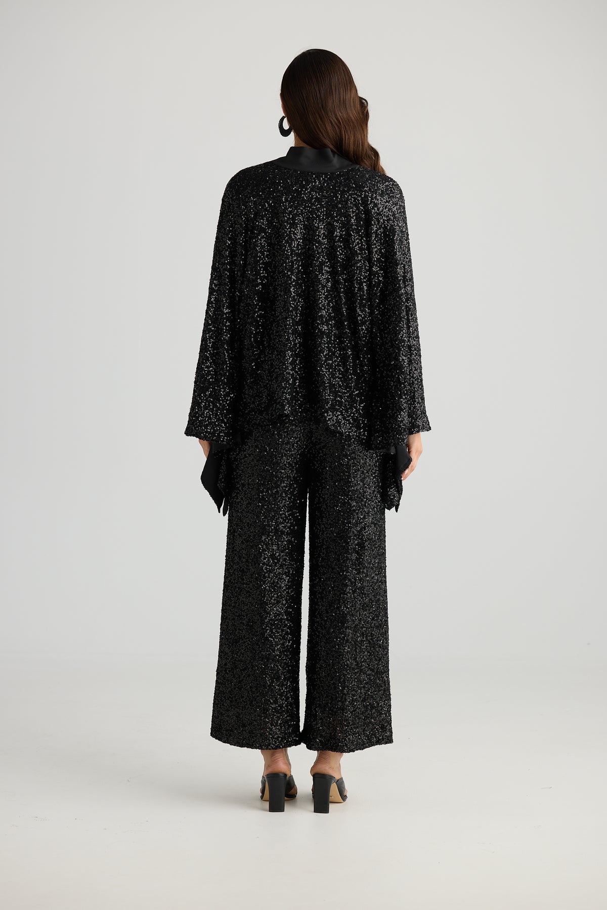 Brave + True Jagger Sequin Kimono Black Sequin Evening Jacket Opera Jacket