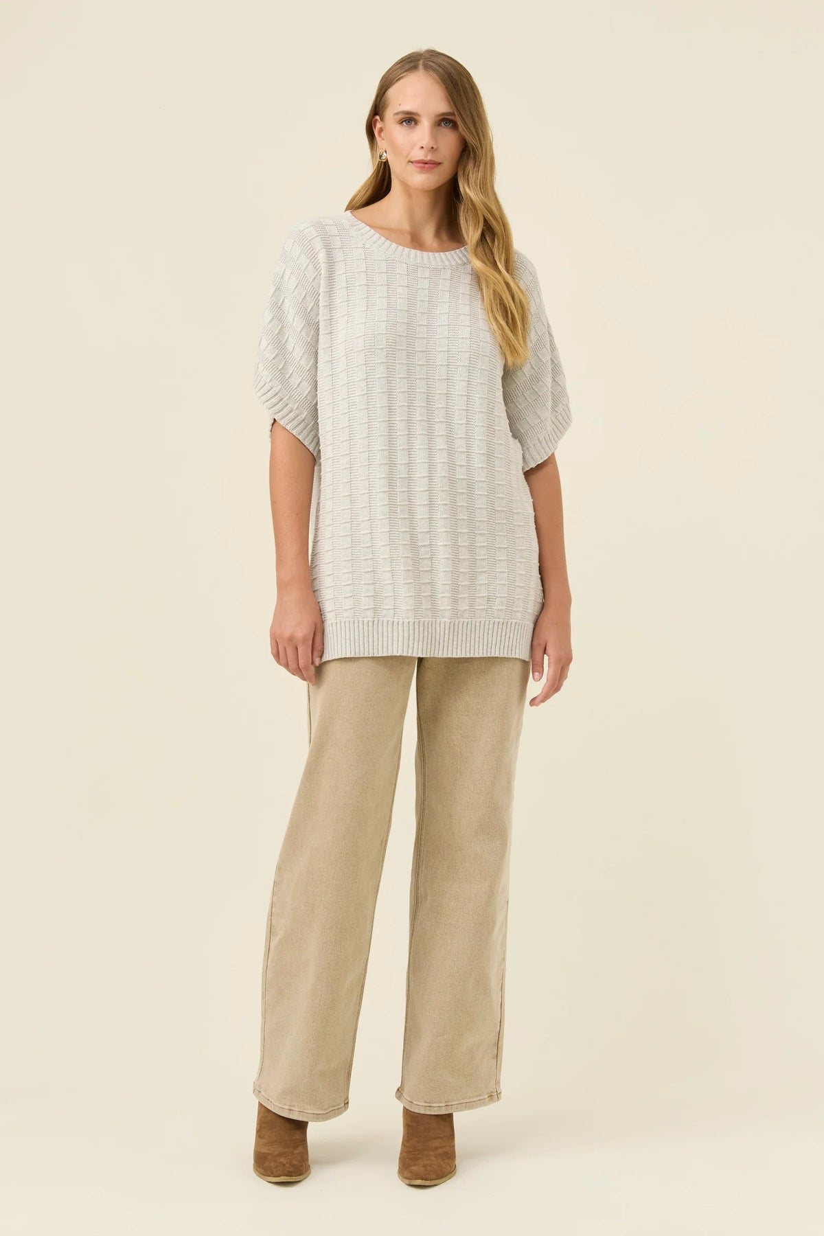 Sadie Knit Top - Stone Marle