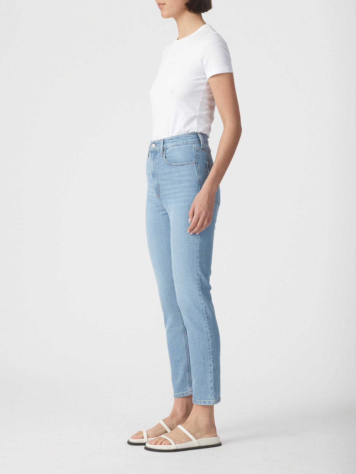 Nobody Denim Frankie Slim Jean - Eternity Blue Mid Blue Wash Slim Skinny women’s premium denim 90’s comfort fit eco-friendly sustainable cotton Australian High Rise 