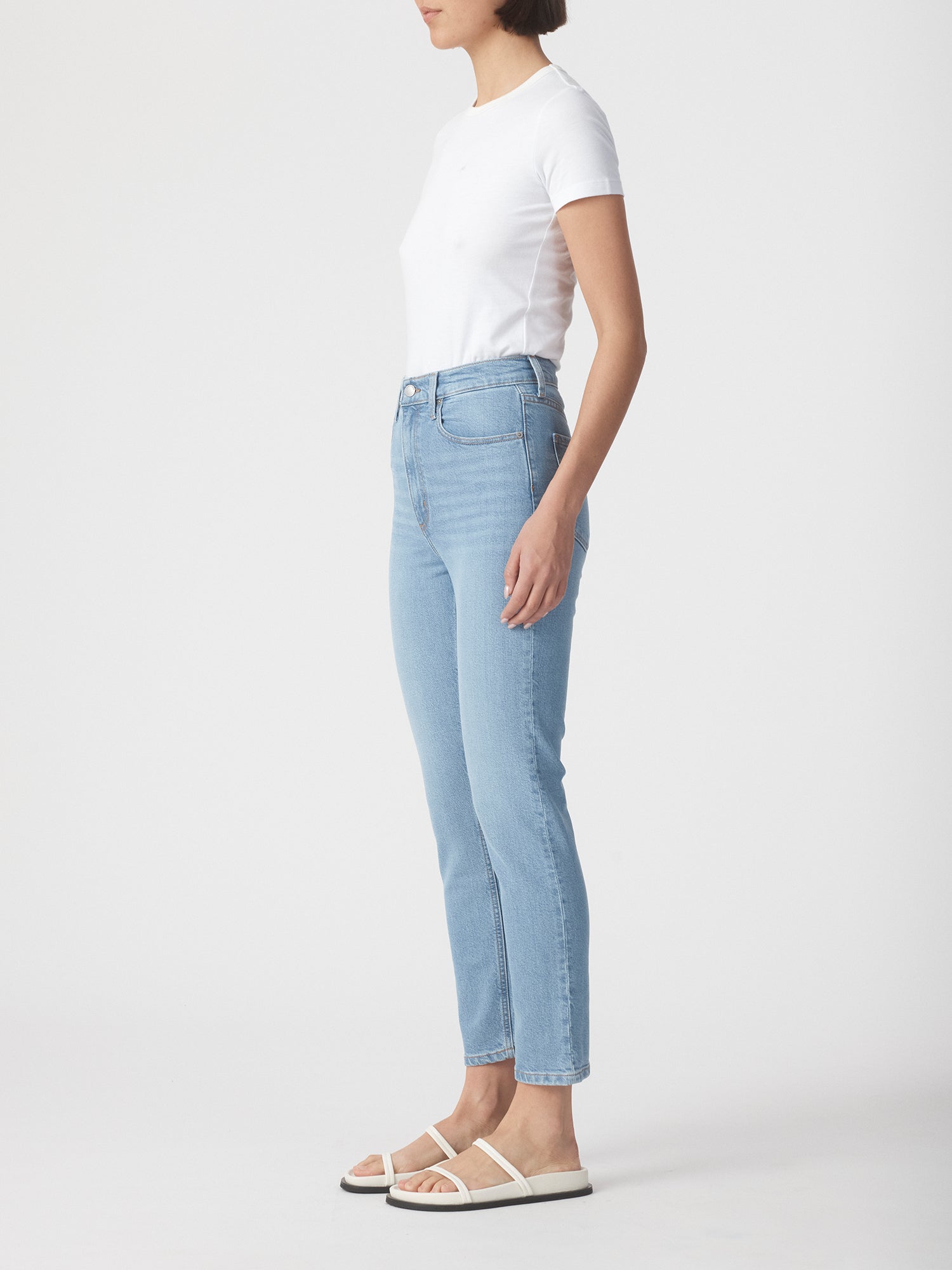 Nobody Denim Frankie Slim Jean - Eternity Blue Mid Blue Wash Slim Skinny women’s premium denim 90’s comfort fit eco-friendly sustainable cotton Australian High Rise 