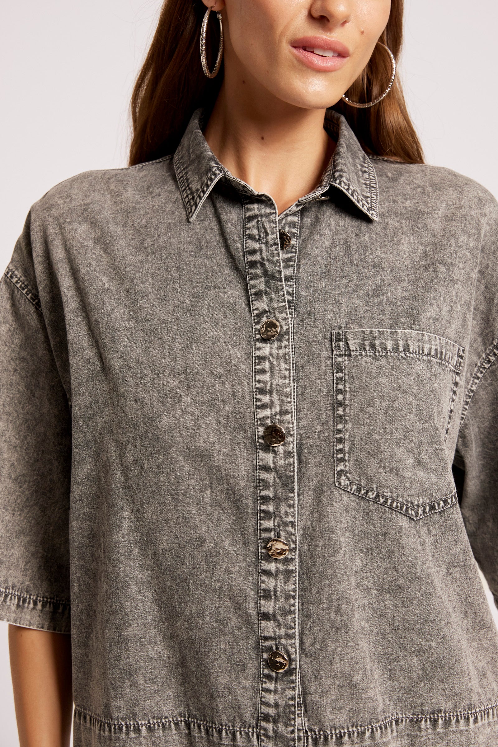 Roam Denim Shirt - Ash Black