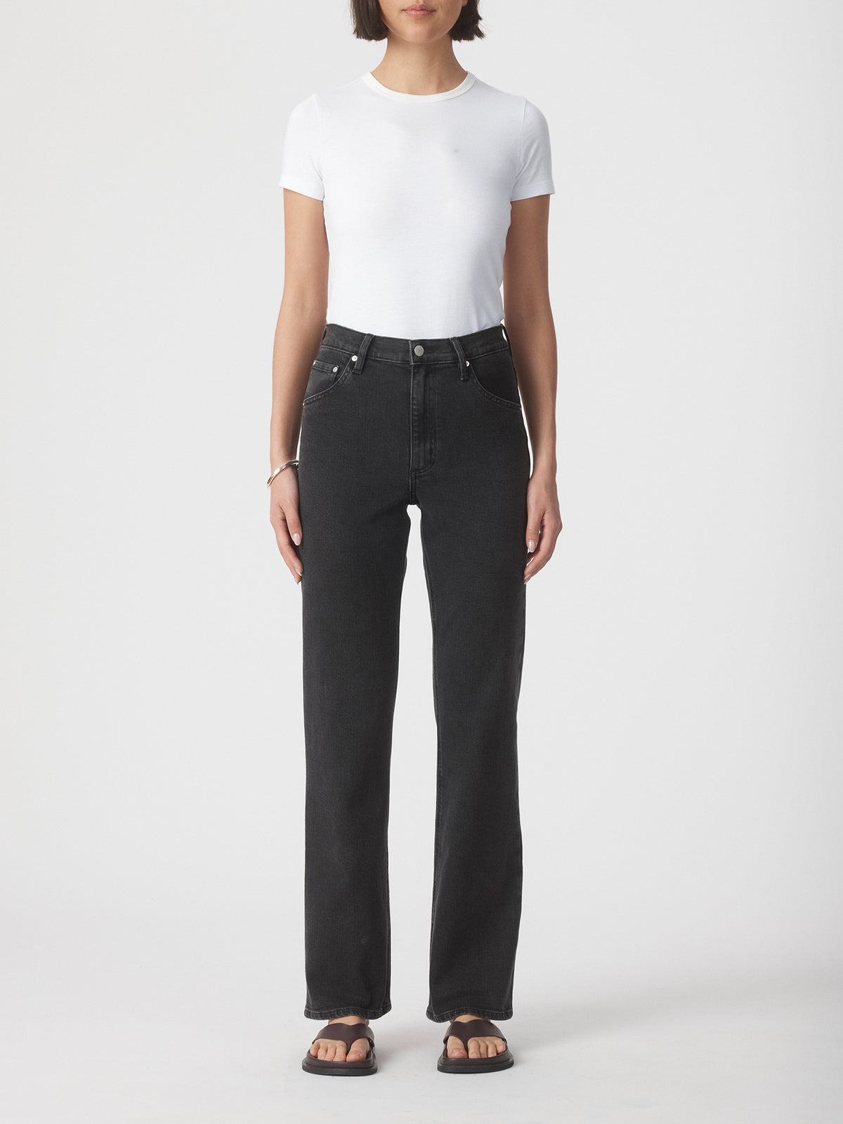 Nobody Denim Loretta boot leg Jean - shadow black wash women’s premium denim jeans comfort fit eco-friendly sustainable cotton Australian high rise wide  bootcut 