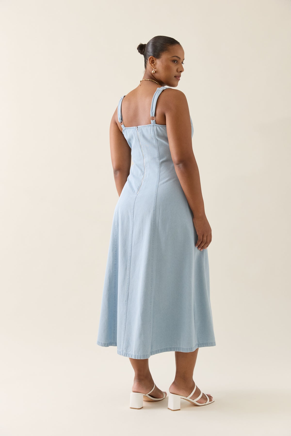 Isle of Mine Sofie Denim Tank Dress Light Sky blue Fit and Flare midi sun dress