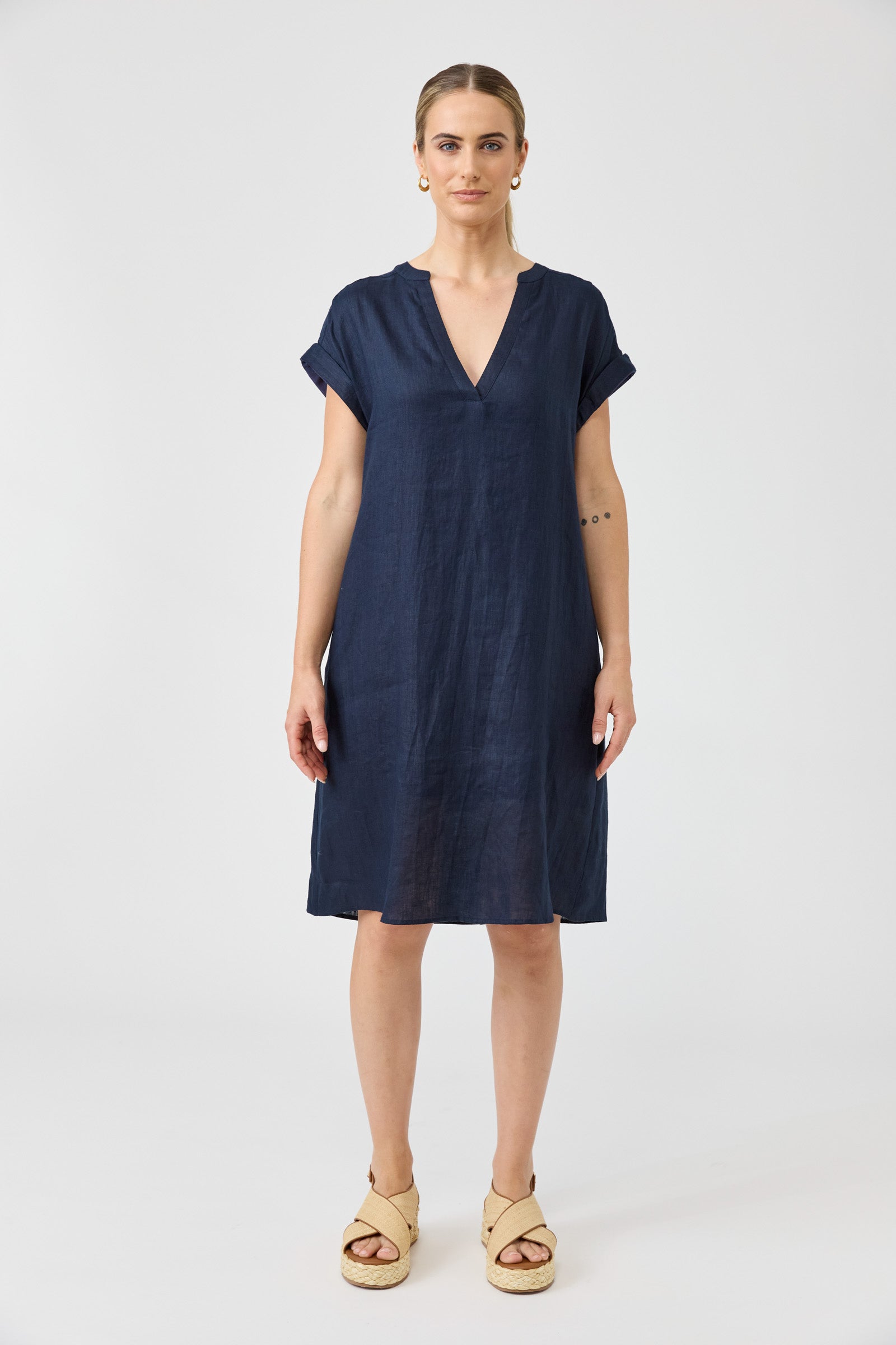 Studio Linen Dress - Navy