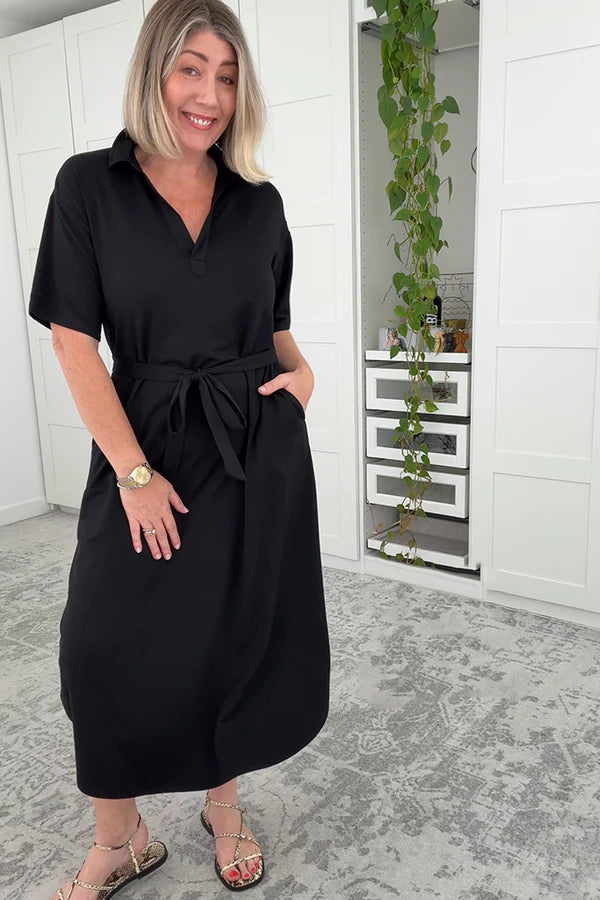 Vivienne Bamboo French Terry Dress - Black