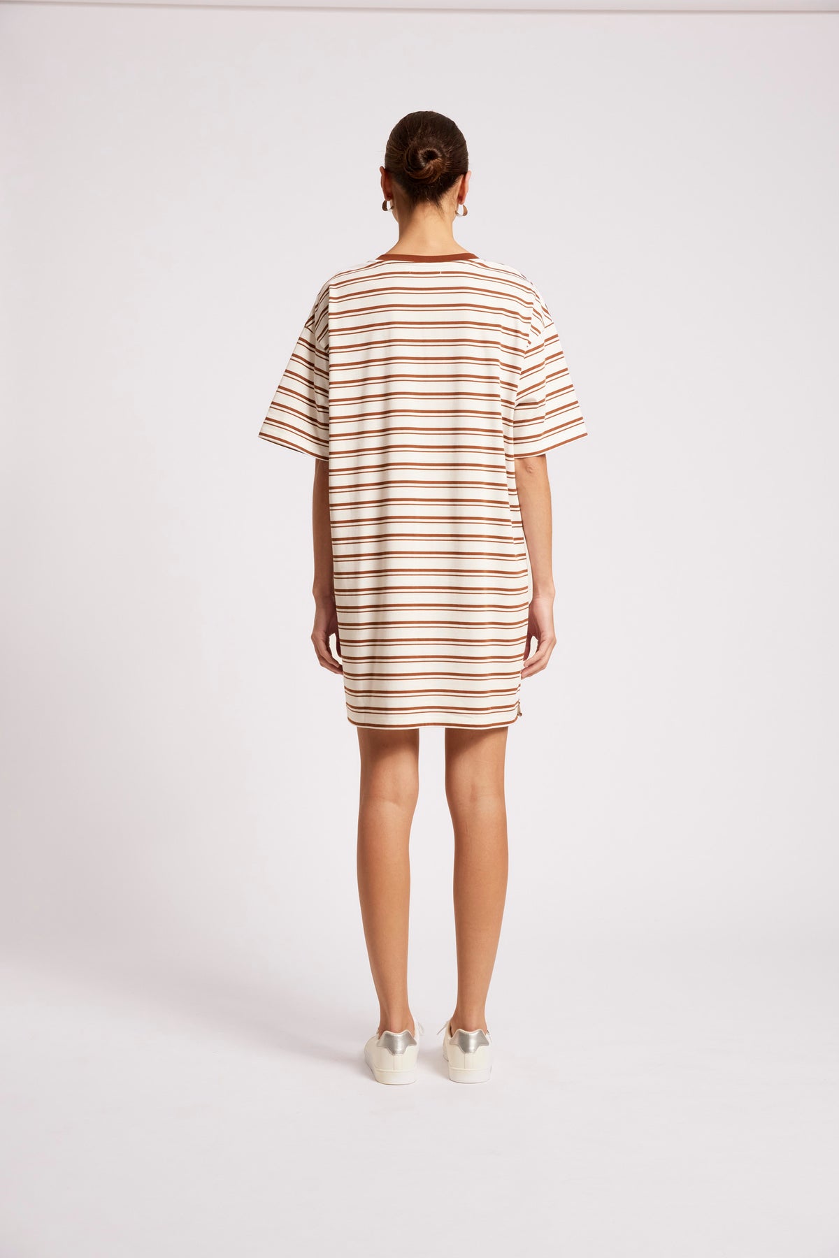 Paloma Striped T-Shirt Dress - Dune White