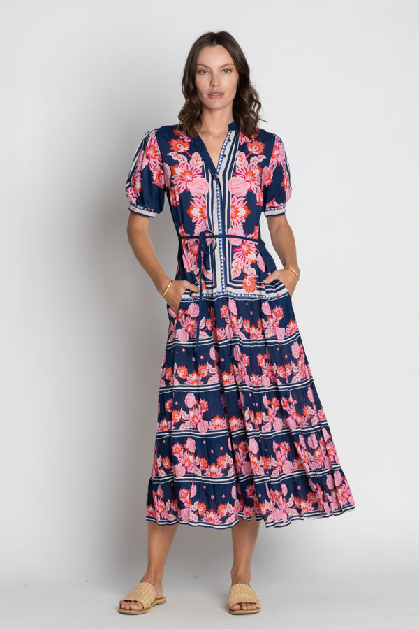 Lula Soul Ladera Navy and pink floral print maxi dress summer holiday resort dress 