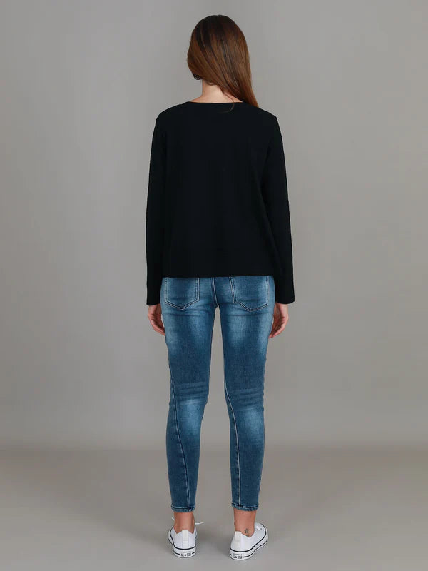 Sonya Long Sleeve T Shirt - Black